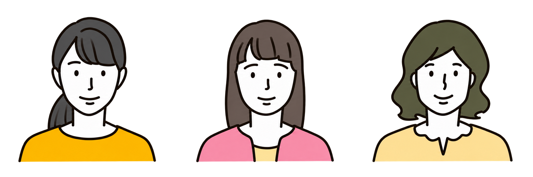 髪をひとつに結び、黄色の服を着た京子さんのイメージイラスト
