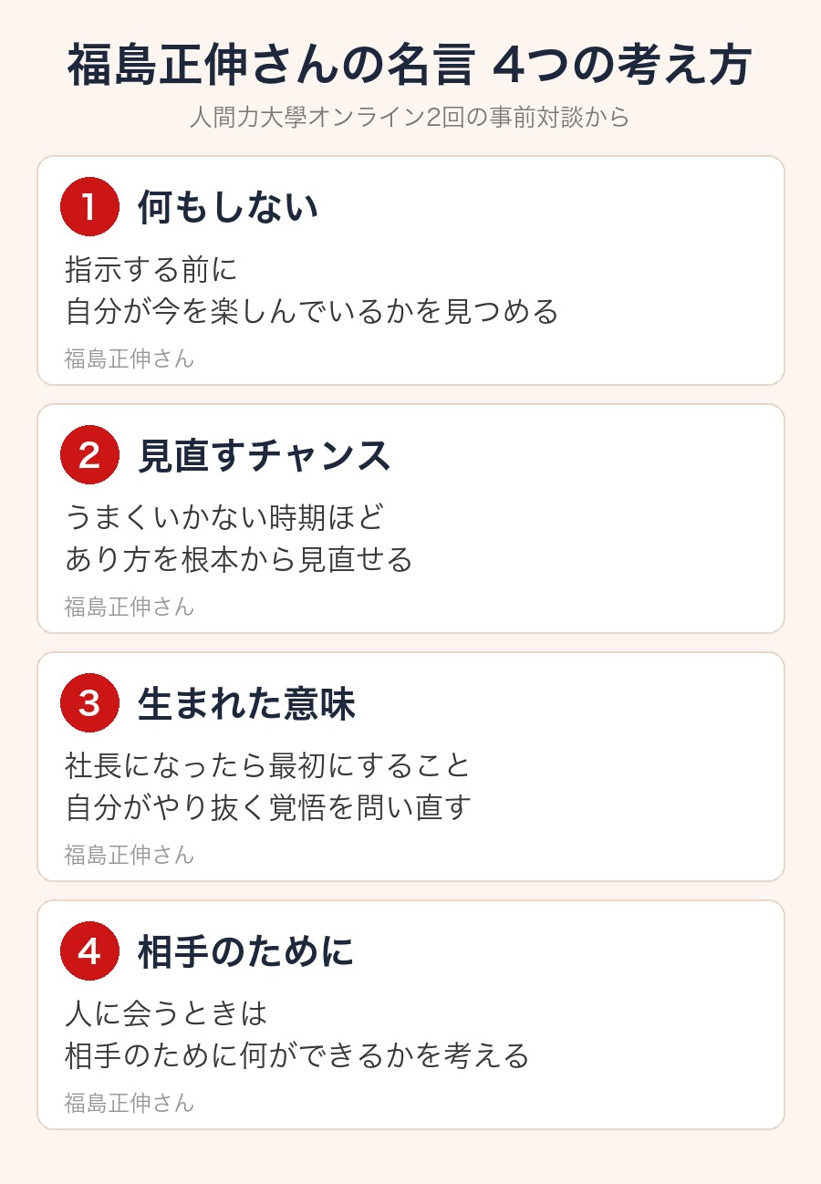 福島正伸さんの名言 4つの考え方