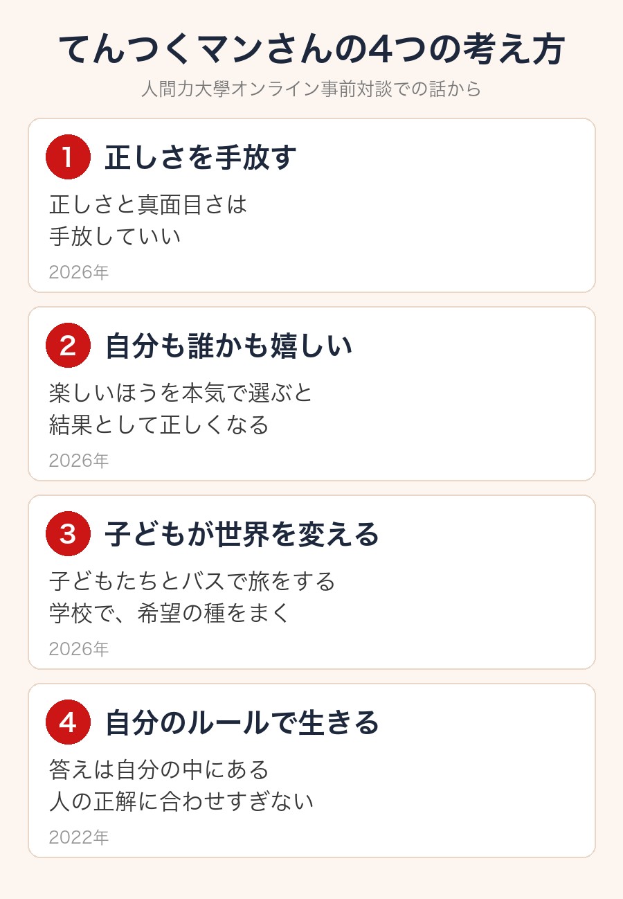 てんつくマンさんの考え方 4つ